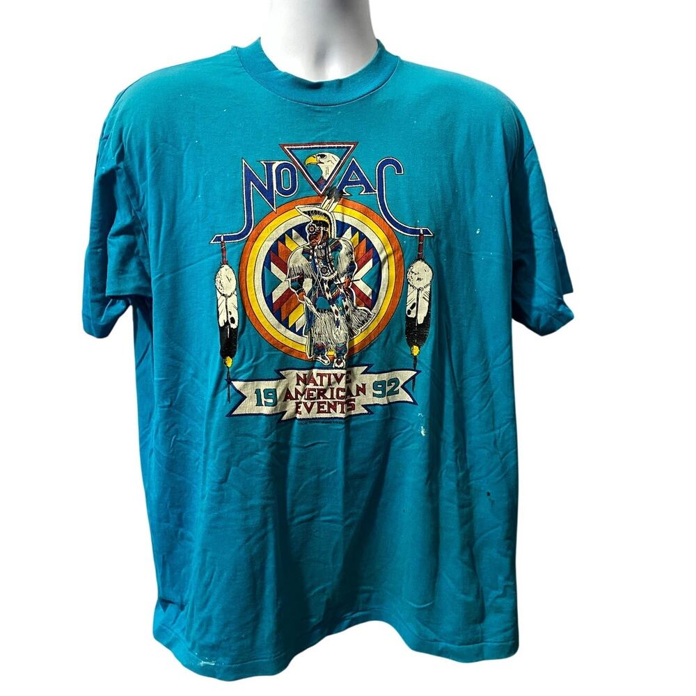 VINTAGE NOVAC 1992 SHIRT — Ty Stewart Native American Events Blue XL